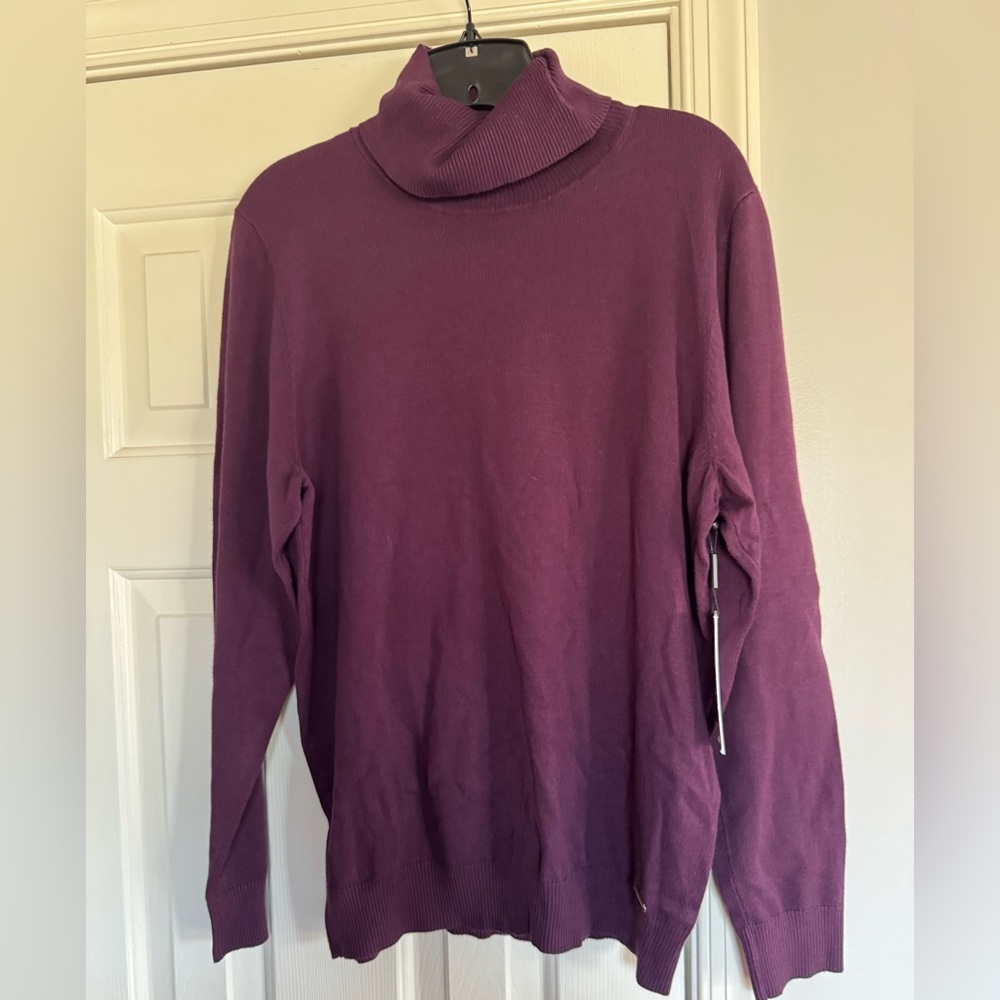 Calvin Klein Plum Turtleneck Knit Sweater women’s XL NEW